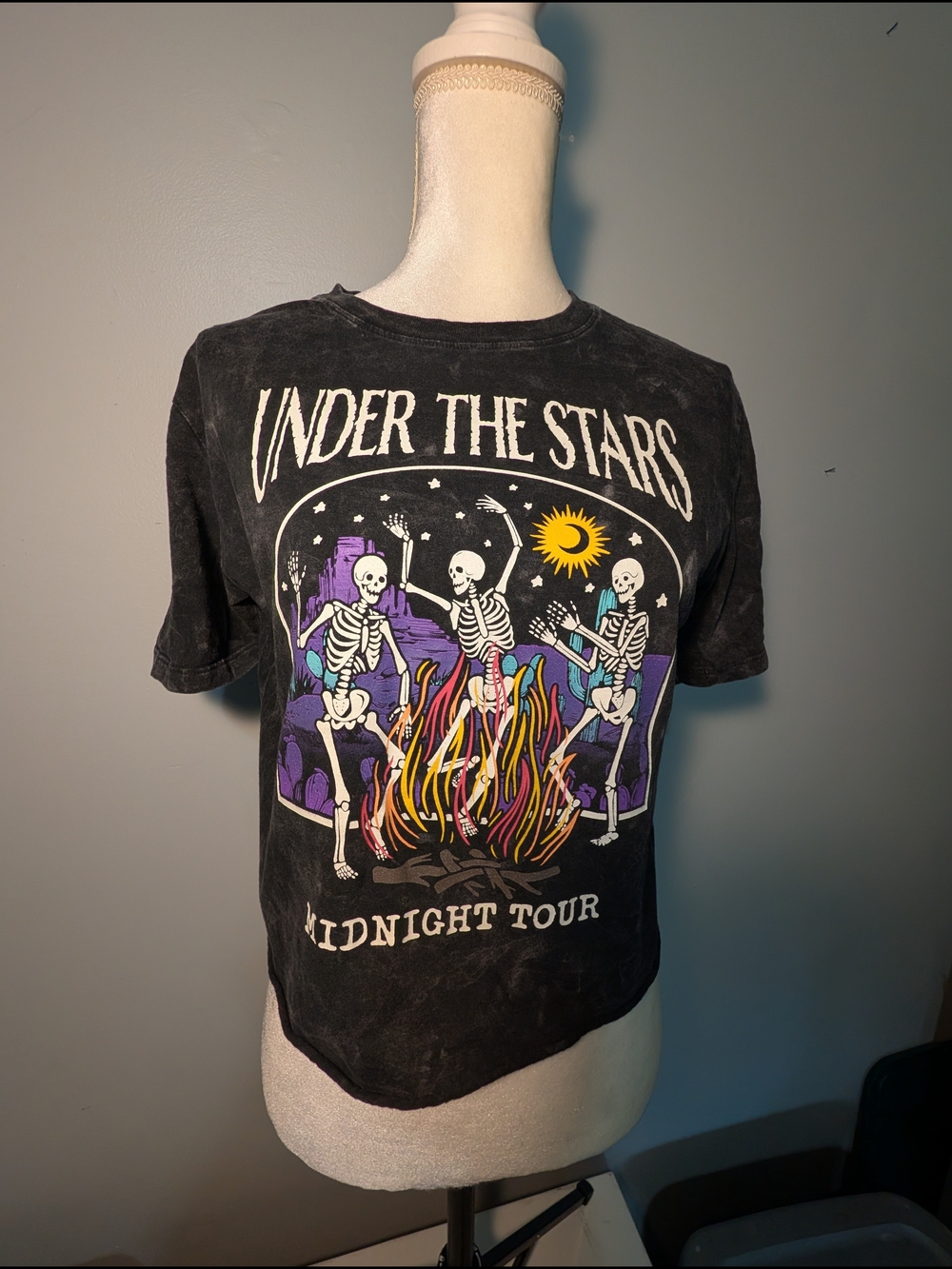 FIFTH SUN Under The Stars  Black Graphic Tee Midnight Tour Size Cropped MEN'S M